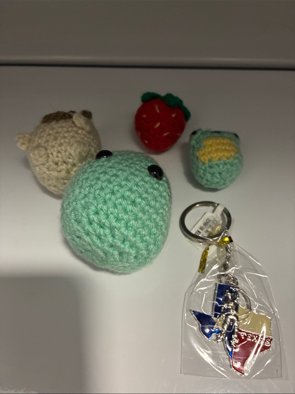 Small Handmade Crochet figurines & Texas Key Chain ❤️💙🤍